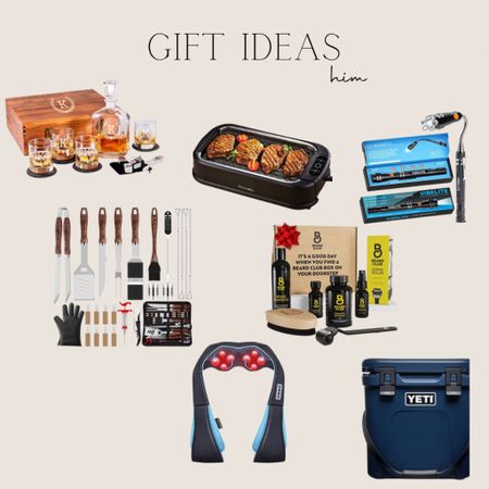 Gift ideas for him, father, father in law, personalized whiskey set, indoor grill, grilling tools, massager, beard kit, yeti cooler 

#LTKunder50 #LTKHoliday #LTKGiftGuide