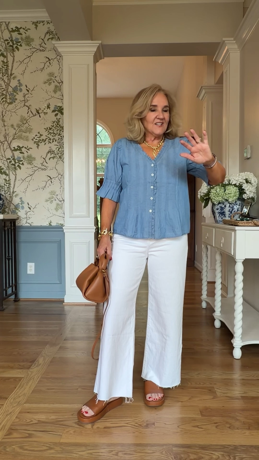 Chambray top I sized down to a small
My jeans are on sale this weekend! I love them. Size 29 

Summer outfit easy summer outfits white jeans outfit

#LTKOver40 #LTKSaleAlert #LTKootd