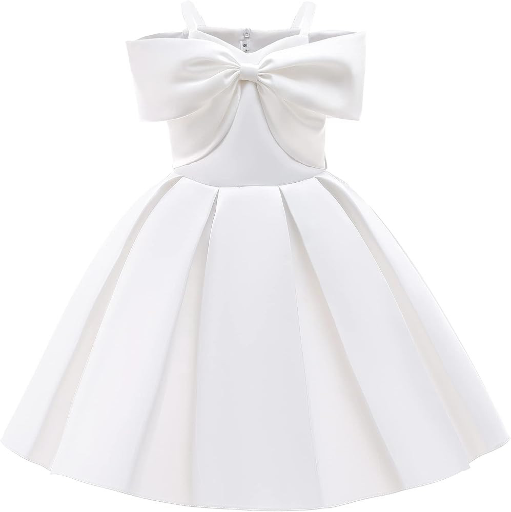 Uhnice Flower Girl Formal Dress Off Shoulder Bowknot Wedding Ball Gown | Amazon (US)