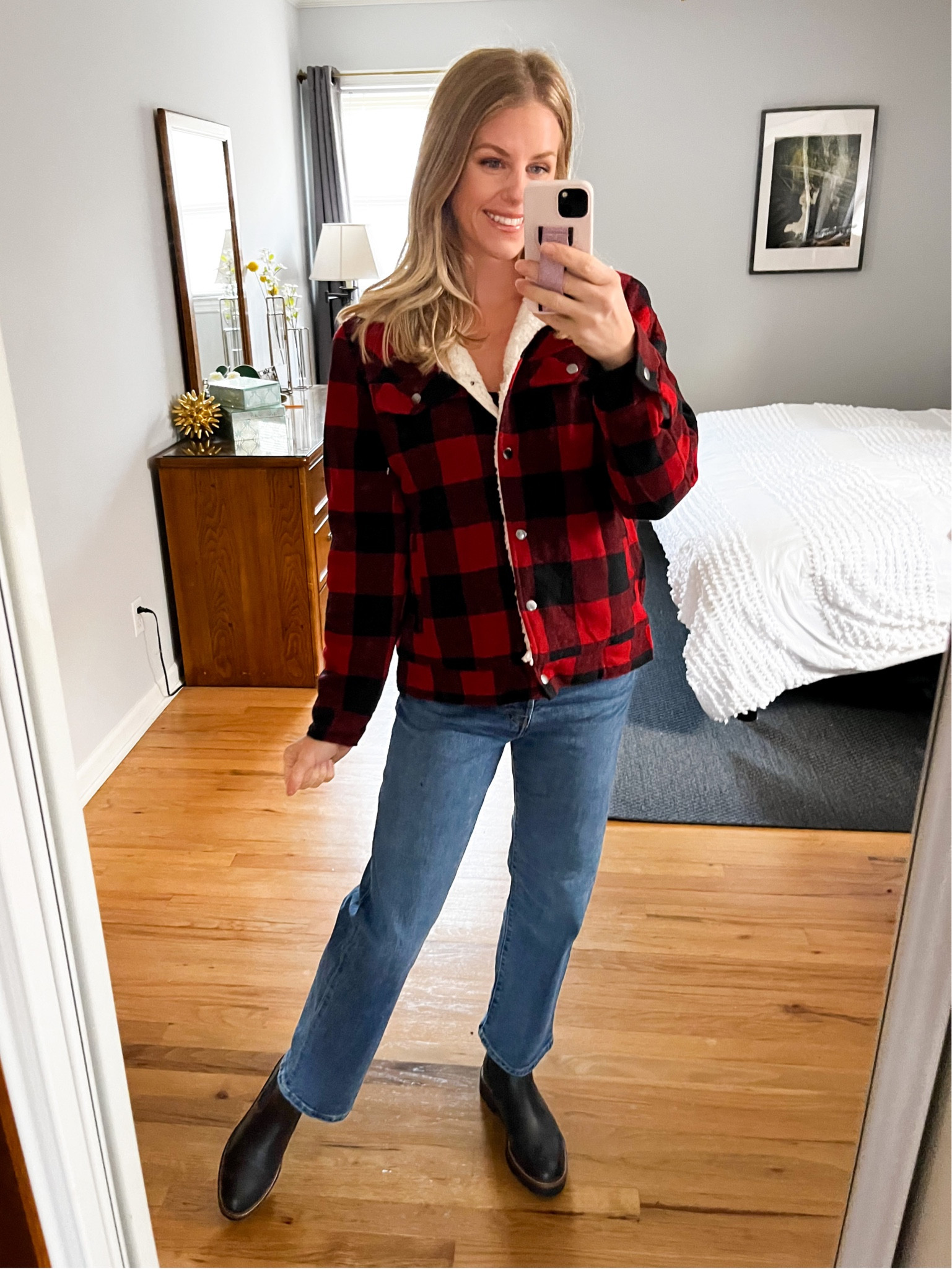 Cute and cozy Sherpa jacket! I went with a size small but medium probably would have fit a bit comfier  

#LTKunder50 #LTKsalealert #LTKHoliday