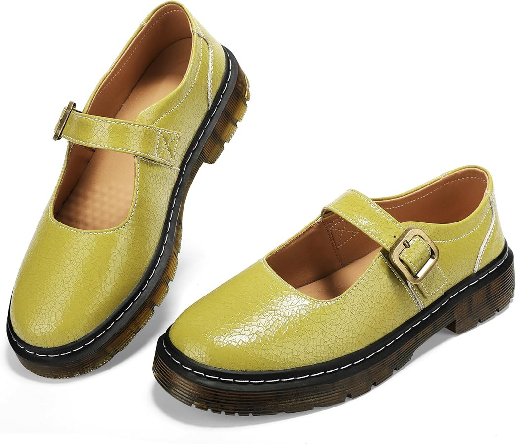 Women's Mary Jane Flat Shoes Comfort Platform Buckle Ankle Strap Flats Breathable Slip On Lightwe... | Amazon (US)