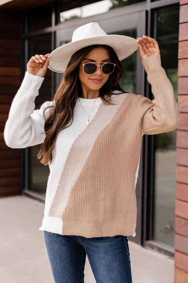 Outstanding Beauty Brown Colorblock Sweater | The Pink Lily Boutique