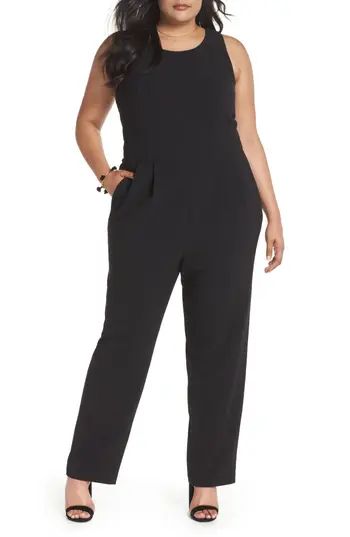 Women's 1901 Bow Back Jumpsuit, Size 16 (Similar to 12W) - Black | Nordstrom