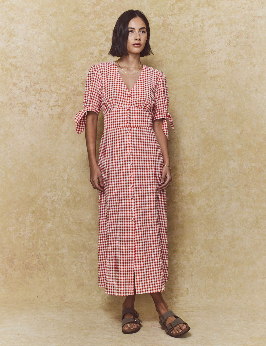 Red Gingham Check Alexis Midi Dress | Nobody's Child
