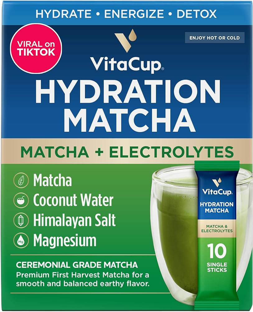 VitaCup Hydration Matcha Instant Packets, for Natural Energy and Detox, w/Electrolytes, Ceremonia... | Amazon (US)