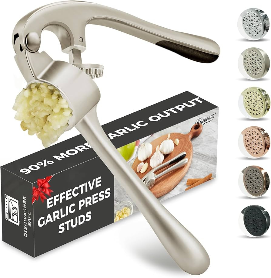 Kitessensu High Effective Garlic Press With Studs, Heavy Duty Garlic Mincer, Easy to Squeeze and ... | Amazon (US)
