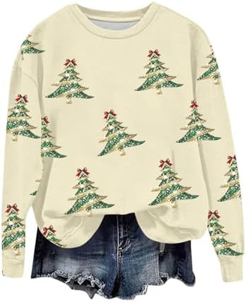 Christmas Sweatshirt for Women Long Sleeve Cute Printed Graphic Shirts Casual Xmas Crewneck Overs... | Amazon (US)