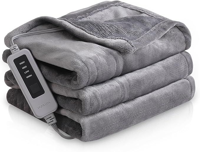 HOMLYNS Heated Blanket Electric Throw, Electric Blanket with 3 Hours Timer Auto-Off & 4 Heating L... | Amazon (US)