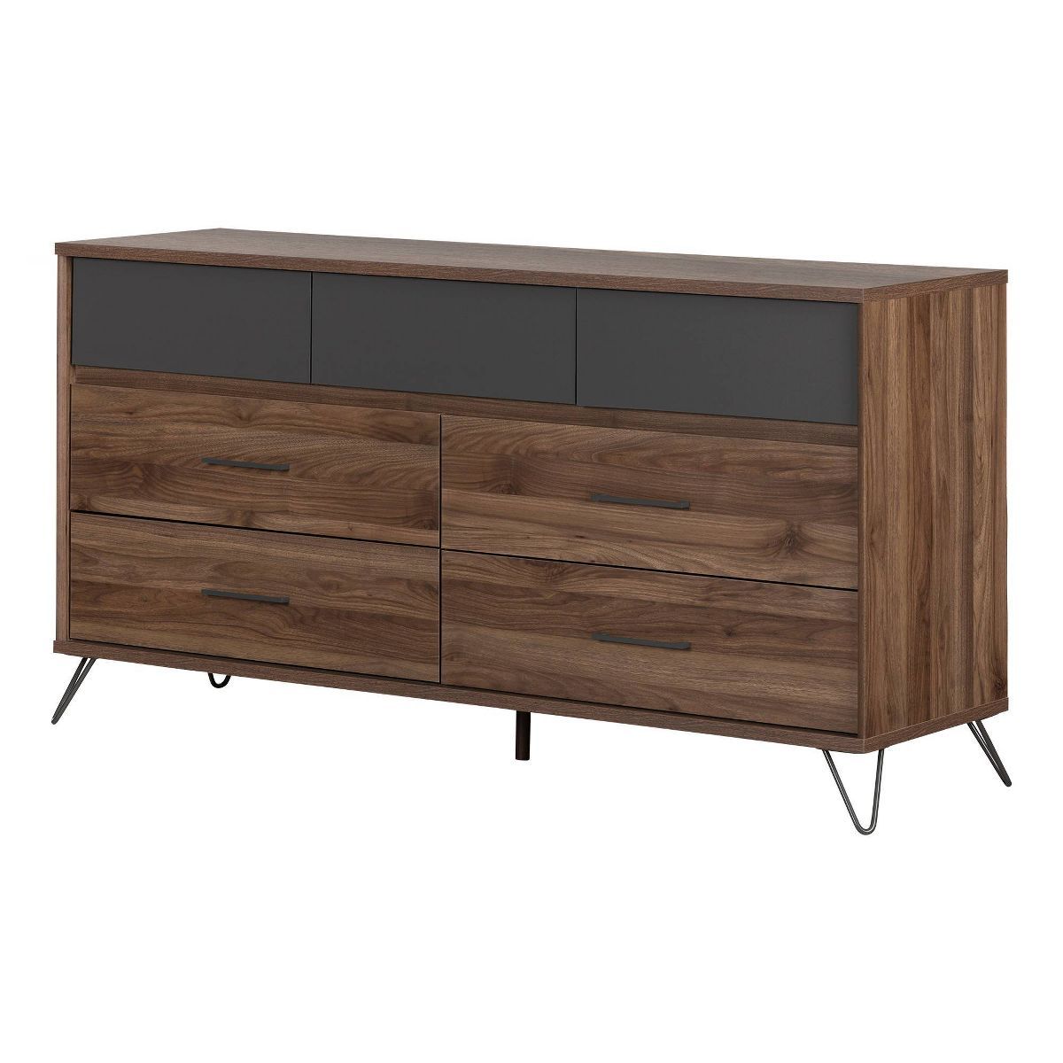 Olwyn 7 Drawer Double Dresser Natural Walnut/Charcoal - South Shore | Target