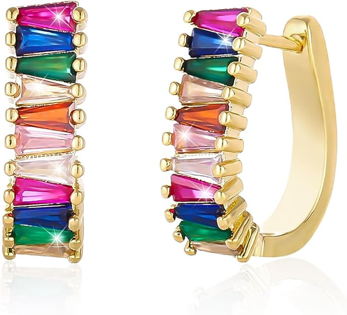 Christmas Gold Earrings for Women,Fashion Christmas Rhinestone Earrings,Holiday Crystal Hoop Earr... | Amazon (US)