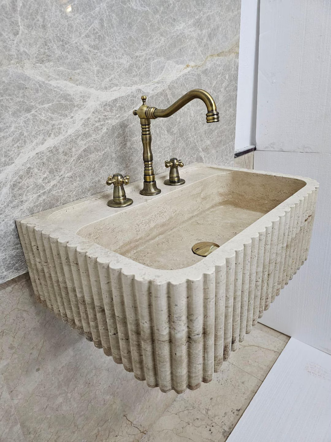 Travertine Marble Sink Custom Size Calacatta Viola, Marble Sink, Special Order Marble Sink, Marbl... | Etsy (US)