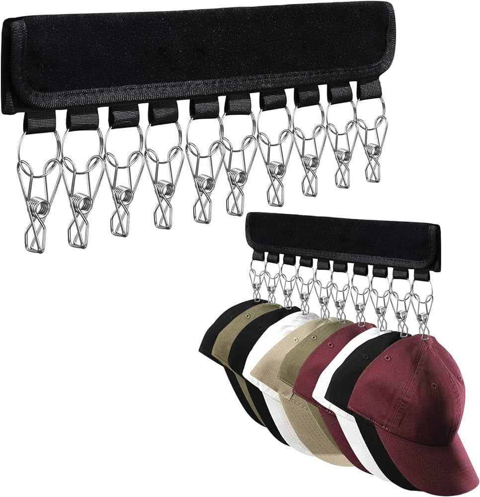 Amazon.com: Yeefeoch Hat organizer for hanger - Baseball Cap Rack, Multifunctional coat rack clos... | Amazon (US)