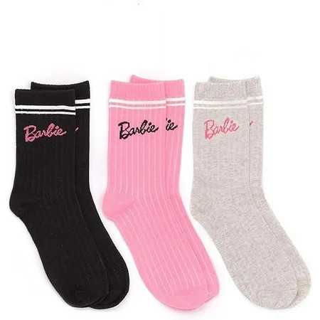 Barbie Socks 3 Pack Womens Ladies Pink Grey Black Doll Clothes 6.5 US-9.5 US | Walmart (US)