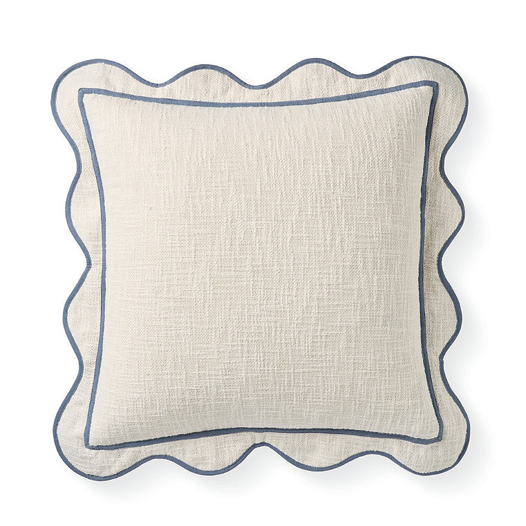 Avra Woven Scalloped Pillow - Cream - Grandin Road | Grandin Road