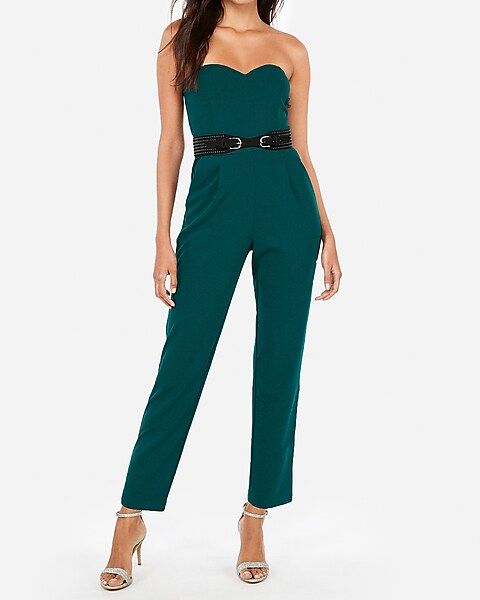 strapless sweetheart neck jumpsuit | Express