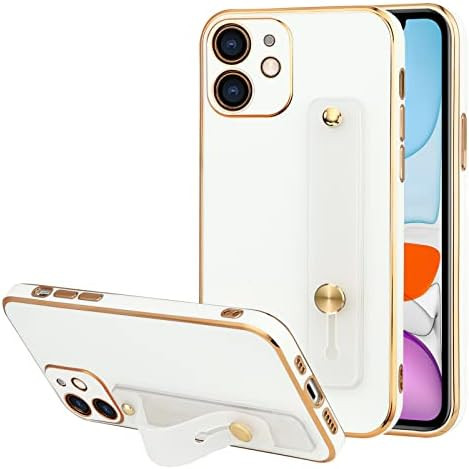 TEAUGHT Compatible with iPhone 11 Case 6.1 Inch Soft TPU White Plating with Adjustable Wristband Kic | Amazon (US)