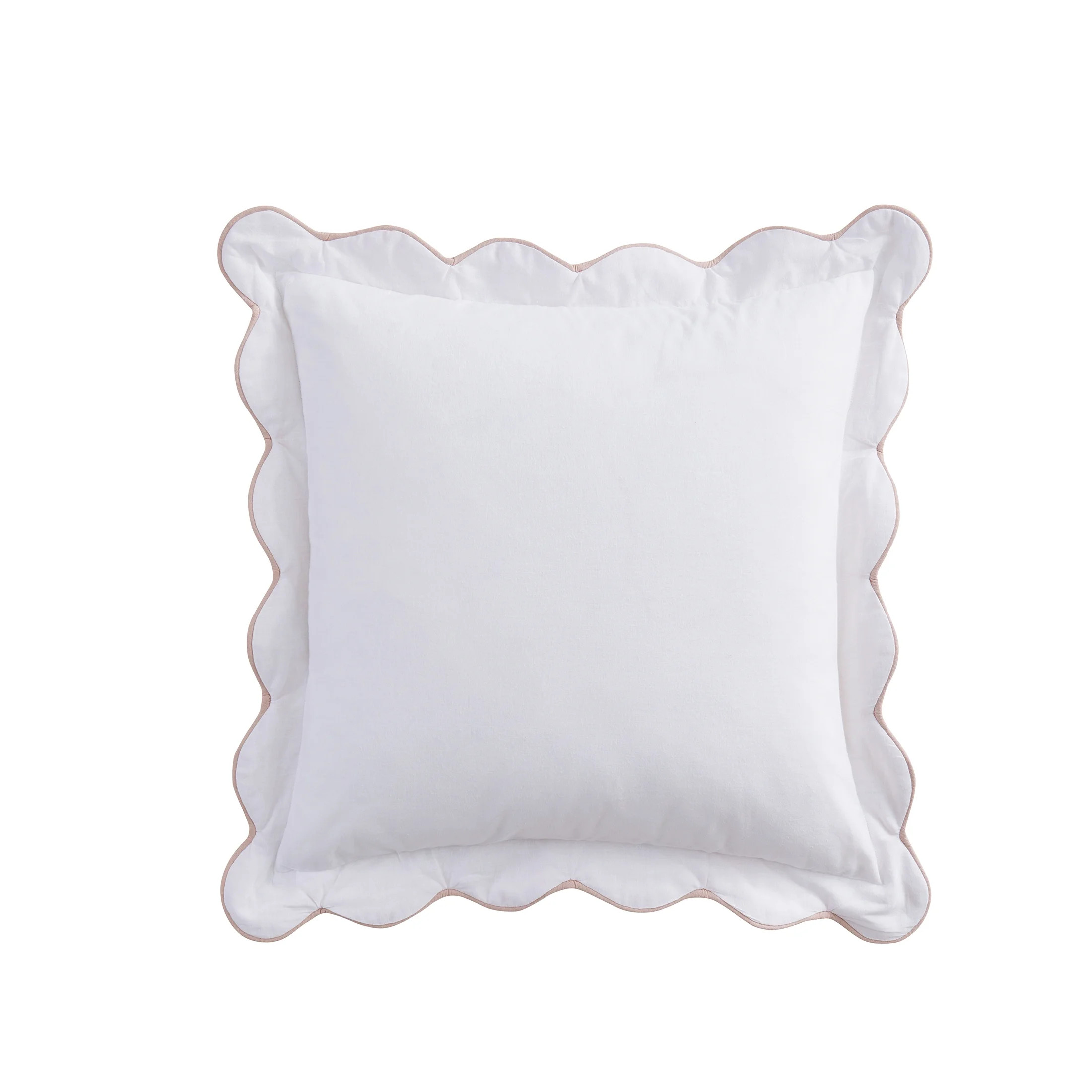 My Texas House 18" x 18" Scalloped White/Pink Cotton Slub Decorative Pillow Cover - Walmart.com | Walmart (US)