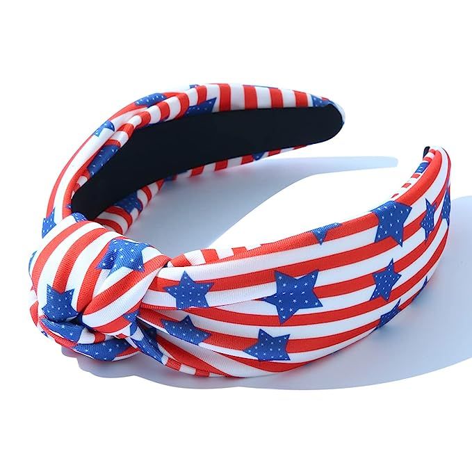 CULHEITE USA Flag Knotted Headband for Women Independence Day Patriotic Stars Stripes Hair Band F... | Amazon (US)