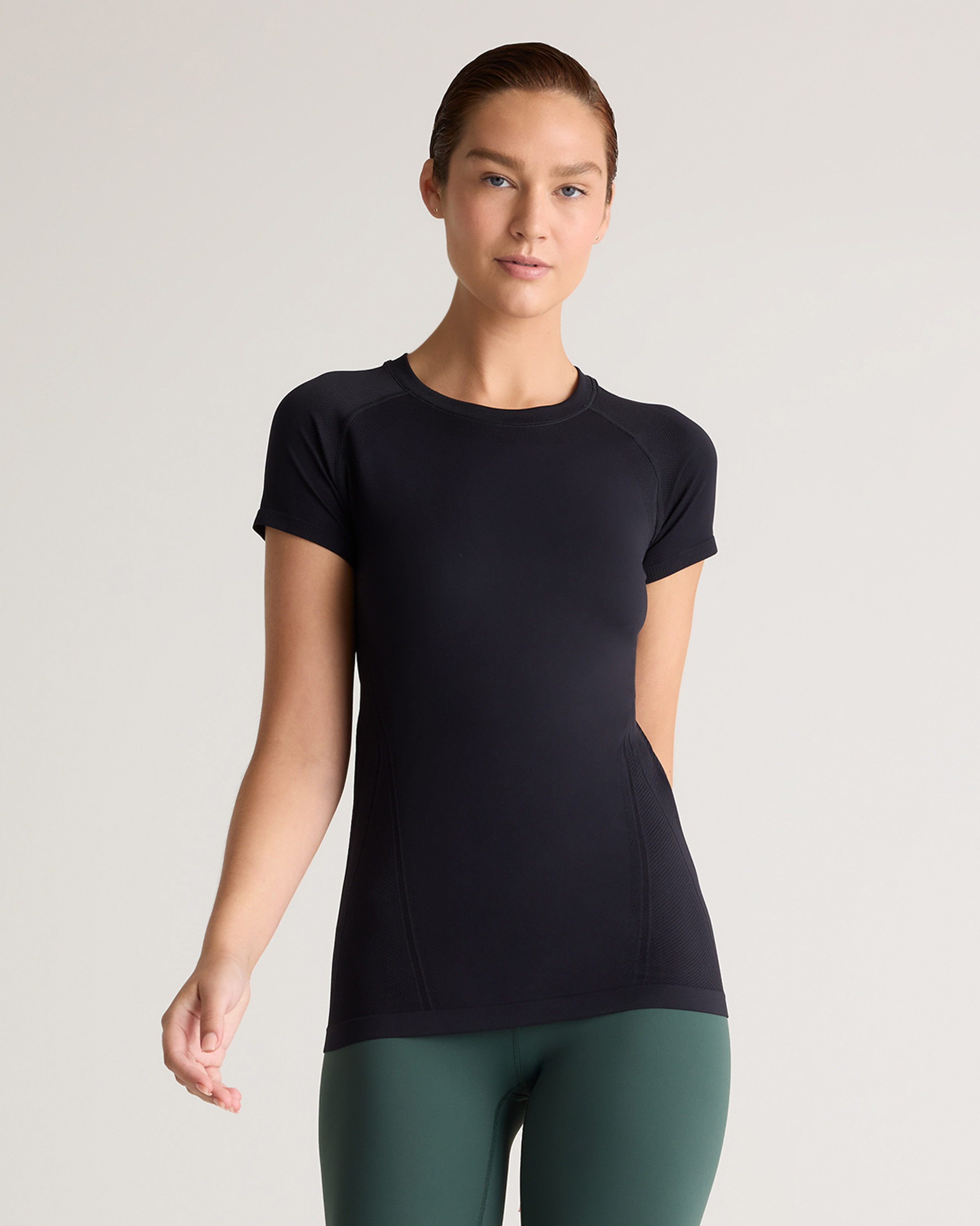Quince | Women's Seamless T-Shirt in Black, Size Large, Nylon | Quince