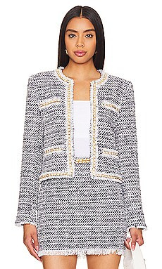 Stella Tweed Skirt in White & Indigo | Revolve Clothing (Global)