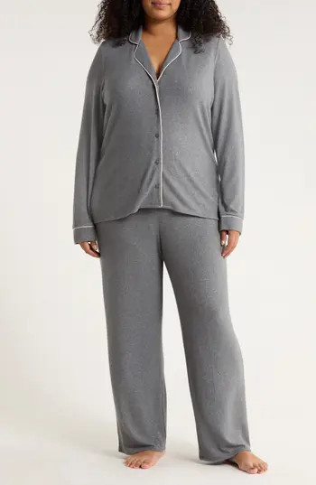 Nordstrom Brushed Hacci Pajamas in Grey Dark Heather at Nordstrom Rack, Size 1X | Nordstrom Rack