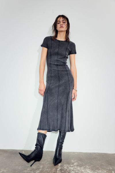 Dress with Flared Skirt and Flatlock Seams | H&M (US + CA)
