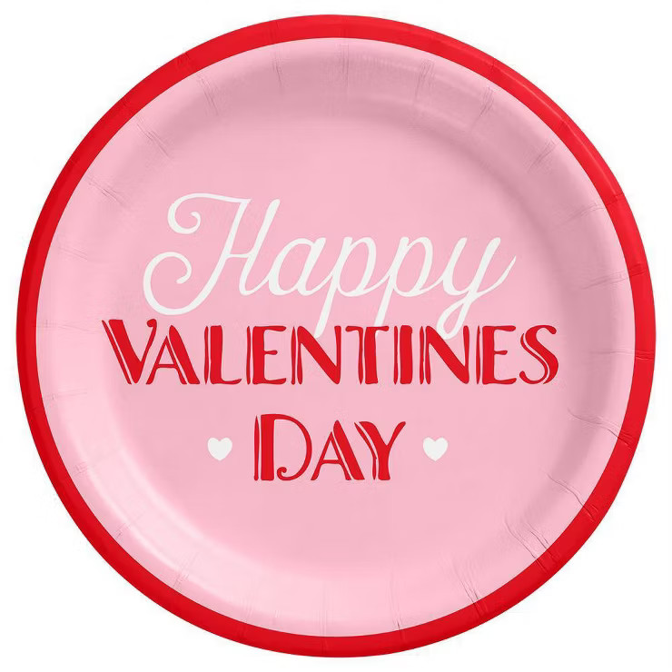 'Happy Valentine's Day' Red/Pink Disposable Dinner Plates 8.5"-20ct - Spritz™ | Target