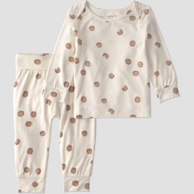 Carter's Just One You® Baby 2pc Cookie Comfy Soft Top & Bottom Set - Ivory Newborn | Target