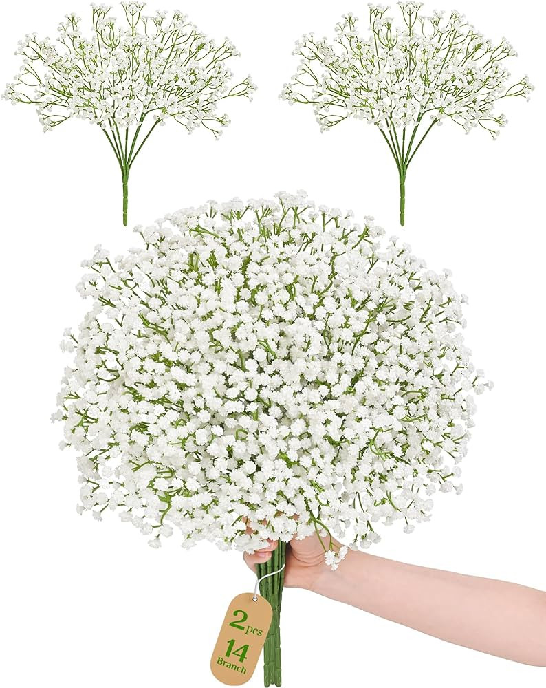 Dolicer 14 Branches Babys Breath Artificial Flowers, 2 Bundles Real Touch Baby Breath Flowers Art... | Amazon (US)