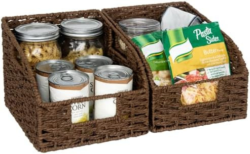 StorageWorks Round Paper Rope Storage Baskets with Built-in Handles, Hand Woven Baskets for Organ... | Amazon (US)