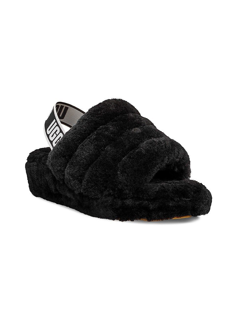 UGG Women's Fluff Yeah Sheepskin Slingback Slippers - Black - Size 12 | Saks Fifth Avenue