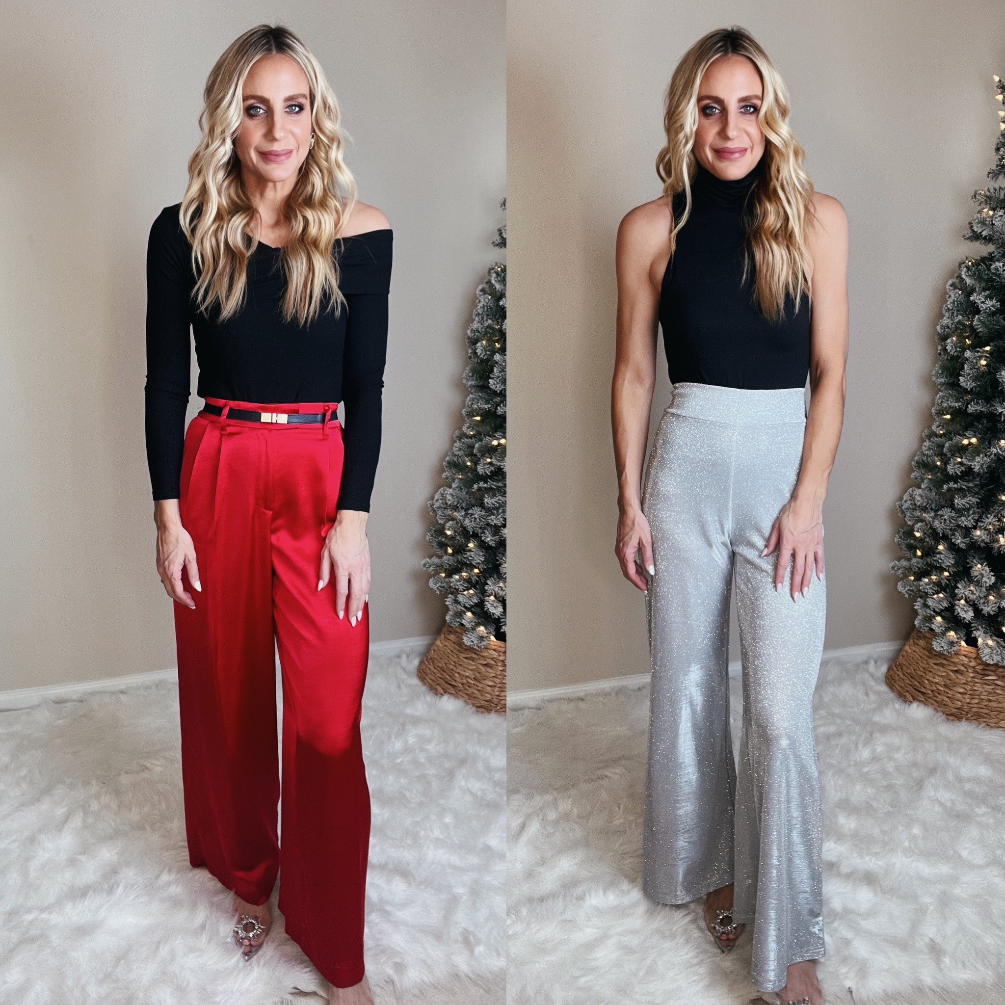 Holiday outfit idea. Holiday pants. Red satin pants. Sparkly pants. Shiny pants. Sequins pants. Target pants. Amazon pants. Amazon outfit. Christmas party outfit idea.

#LTKHoliday #LTKparties #LTKfindsunder50