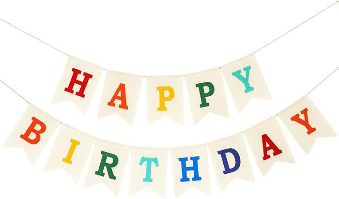 Burlap Happy Birthday Banner, Assembled Birthday Banner Sign Garland for Colorful Birthday Party ... | Amazon (US)
