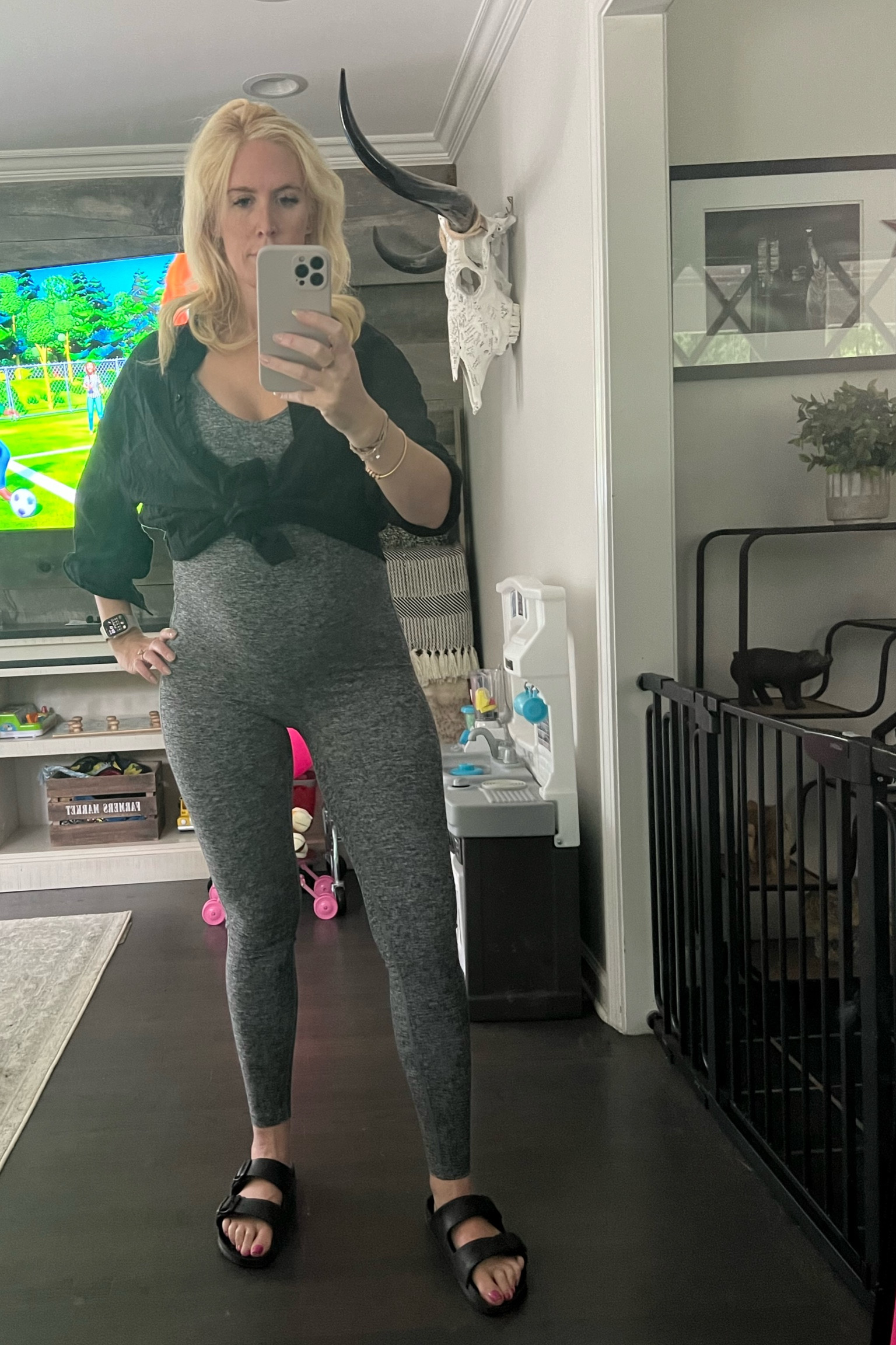 3rd trimester pregnancy outfit - so comfortable!! Order your pre pregnancy size, so soft and tons of stretch!!  Wearing a medium 

#LTKBump #LTKActive #LTKStyleTip