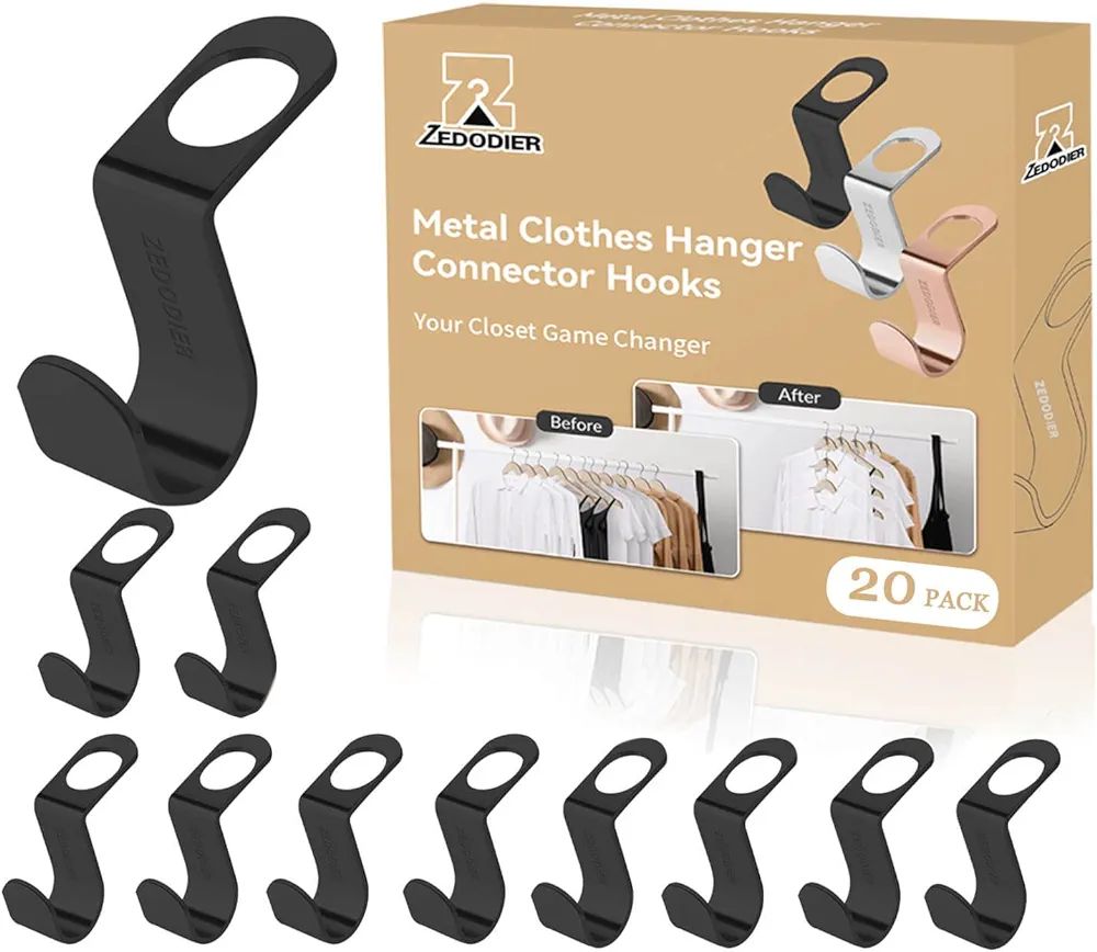 ZEDODIER Metal Clothes Hanger Connector Hooks, 20 Pack Super Sturdy Hanger Extender Hooks, Effici... | Amazon (US)