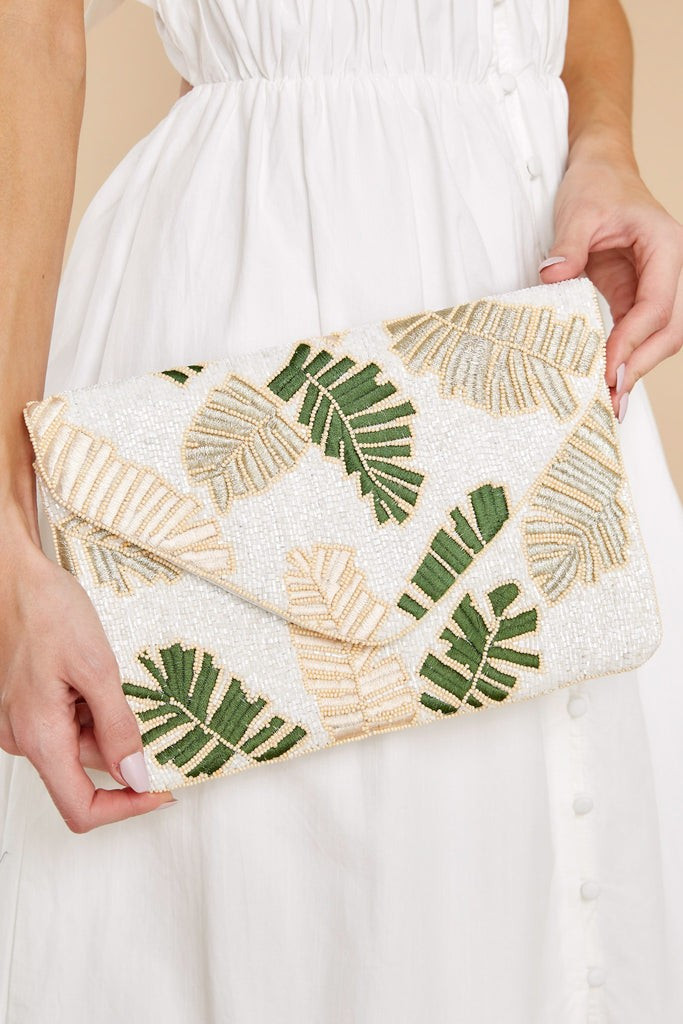 Shake Your Palm Palms White Multi Beaded Clutch | Red Dress 