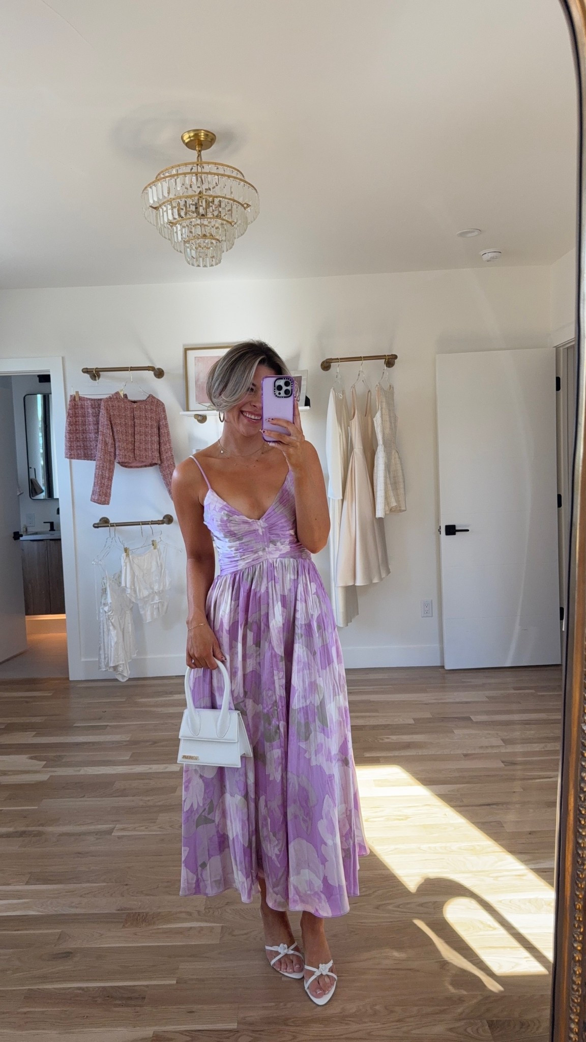 Purple floral pleated wedding guest midi dress special occasion dress spring formal event dress

Wearing my usual small

#LTKParties #LTKFindsUnder100 #LTKWedding