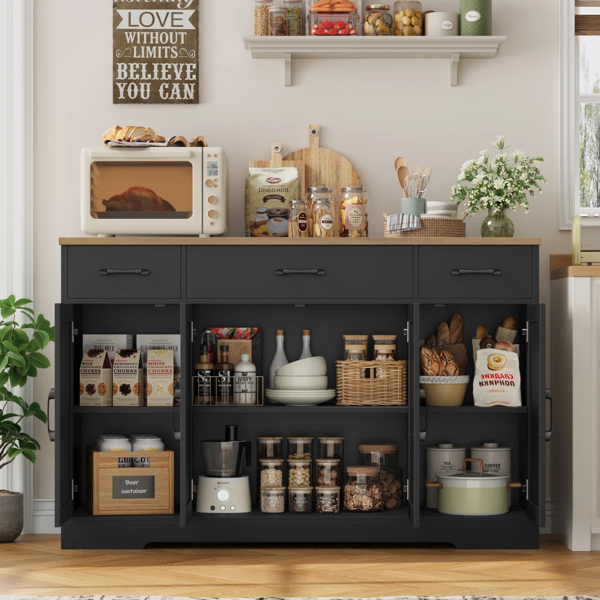 Adra 55.1'' Sideboard with 3 Drawers, Adjustable Shelves | Wayfair North America