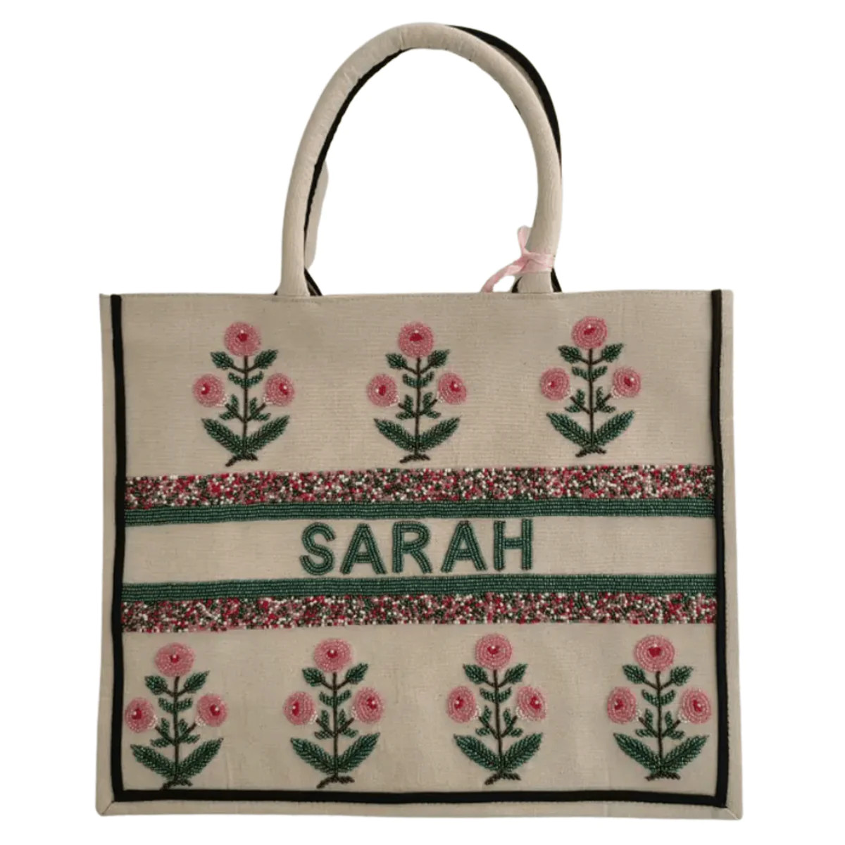 Handmade Beaded Floral Tote | The Well Appointed House, LLC