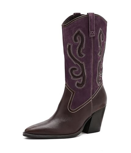 Free People Women's Farrah Western Boots Chocolate/Burgundy 9 Medium | Amazon (US)