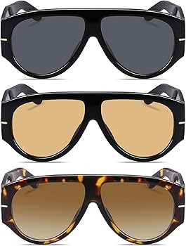 Amazon.com: YMRFW Oversized Retro Aviator Sunglasses for Women Men Trend 70s Thick Classic Vintag... | Amazon (US)