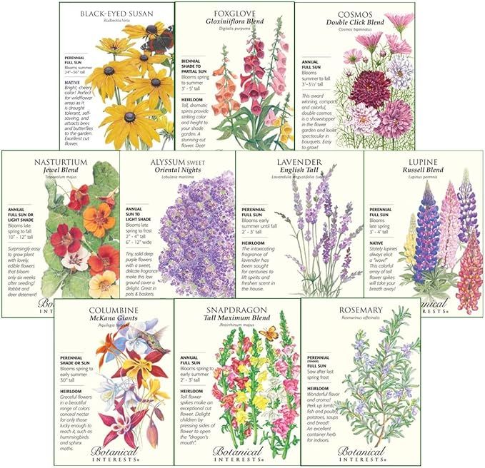 Botanical Interests"Deer Resistant" Flower Seed Collection - 10 Packets with Gift Box | Amazon (US)