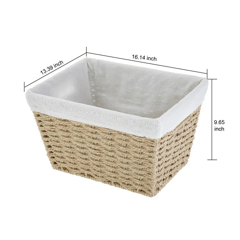 Mainstays Large Tan Paper Rope Decorative Storage Basket with Removable Liner | Walmart (US)