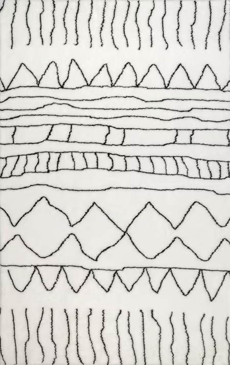 Black Ramona Striped Washable Shag Area Rug | Rugs USA