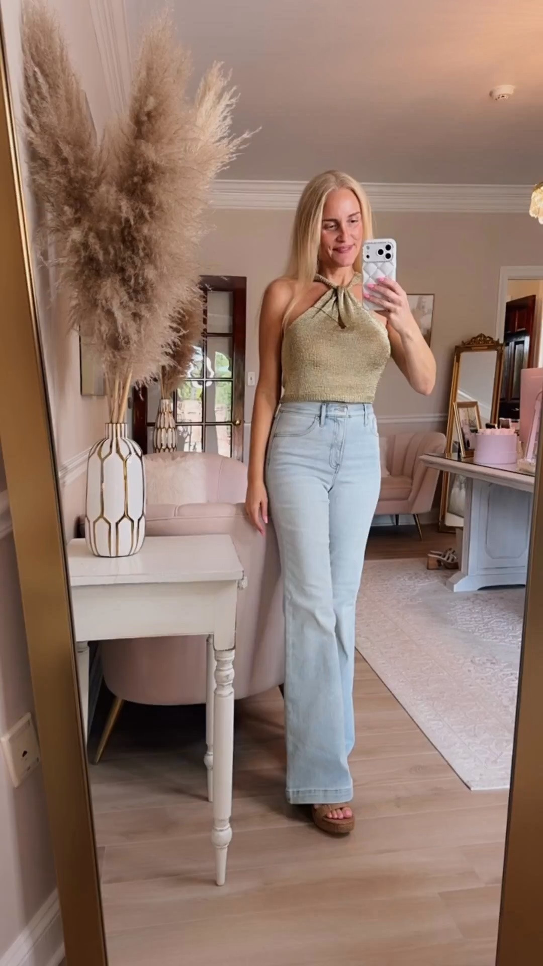Absolutely love this metallic gold sweater knit top for going out! I'm wearing a medium and exchanging for a small.

#LTKdayinmylife #LTKgrwm #LTKootd