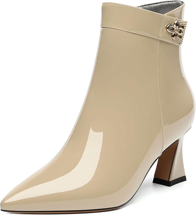 Women's ankle boots, mid heeled pointed fashion sexy boots, 2.5-inch slim high heels | Amazon (US)
