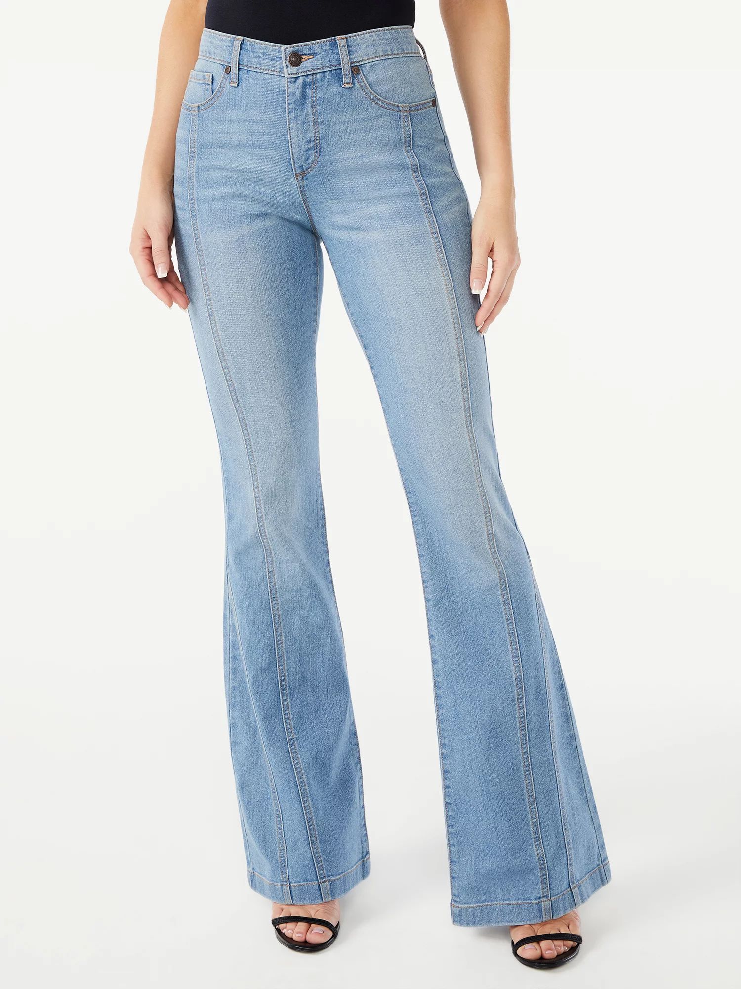 Sofia Jeans by Sofia Vergara Women's Melisa Seamed High-Rise Flare Jeans | Walmart (US)