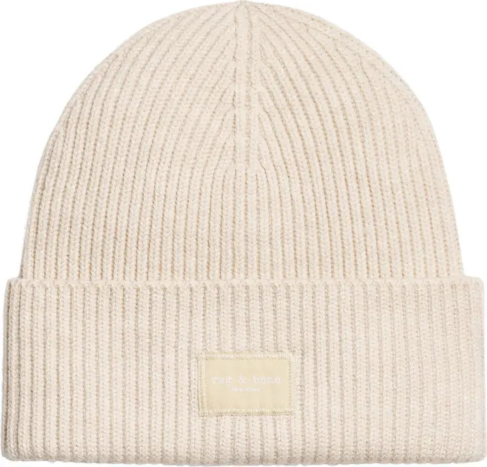 Blake Logo Patch Wool Blend Rib Beanie | Nordstrom