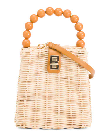 Rattan Crossbody With Beaded Handle | TJ Maxx
