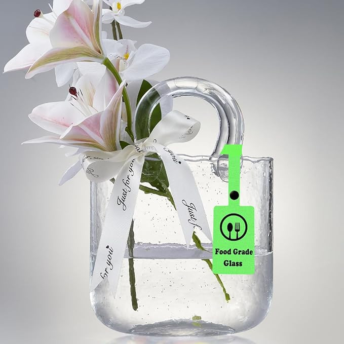Glass Bag vase, Purse vase with Fish Bowl, Handbag Shape Flower vase - for Home Décor, enterpiec... | Amazon (US)